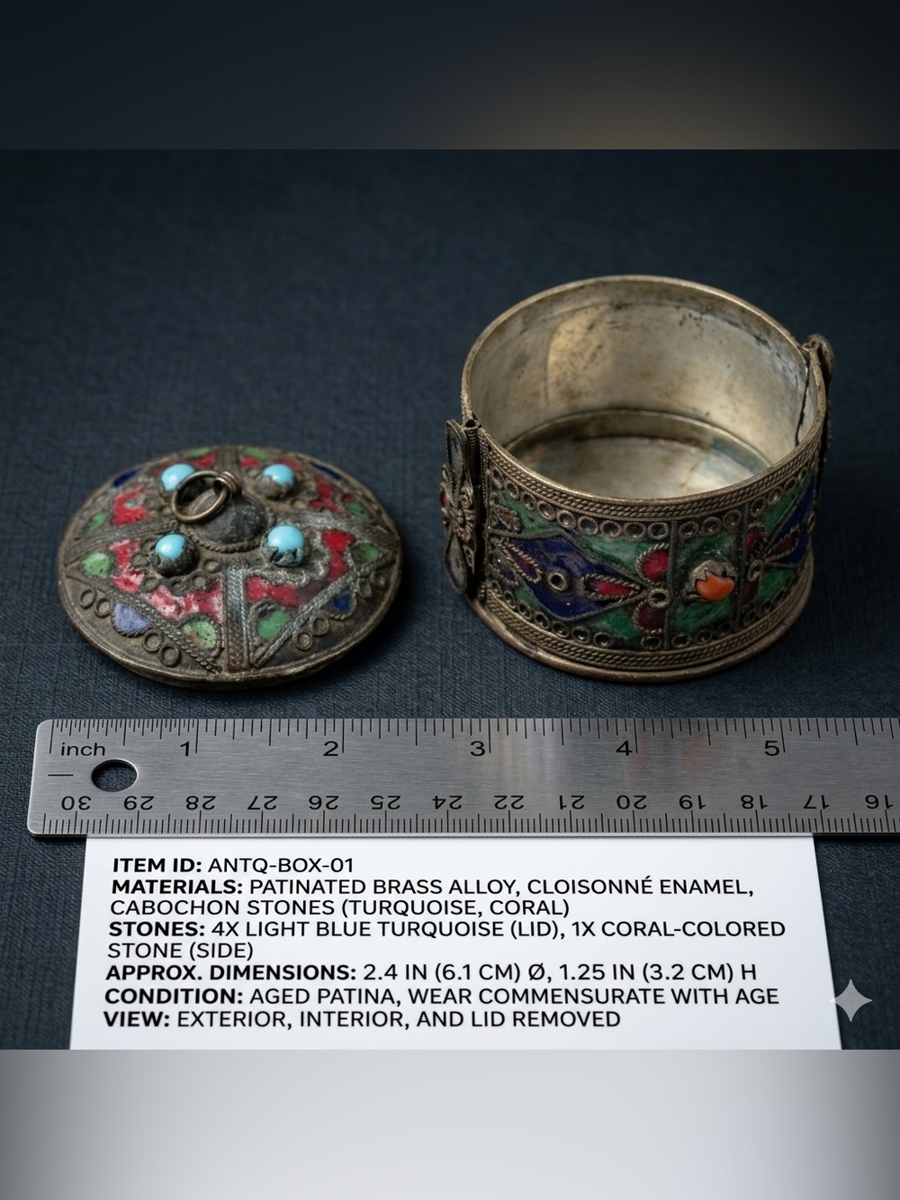 Vintage Tibetan Filigree & Enamel Amulet Box – Non-Magnetic